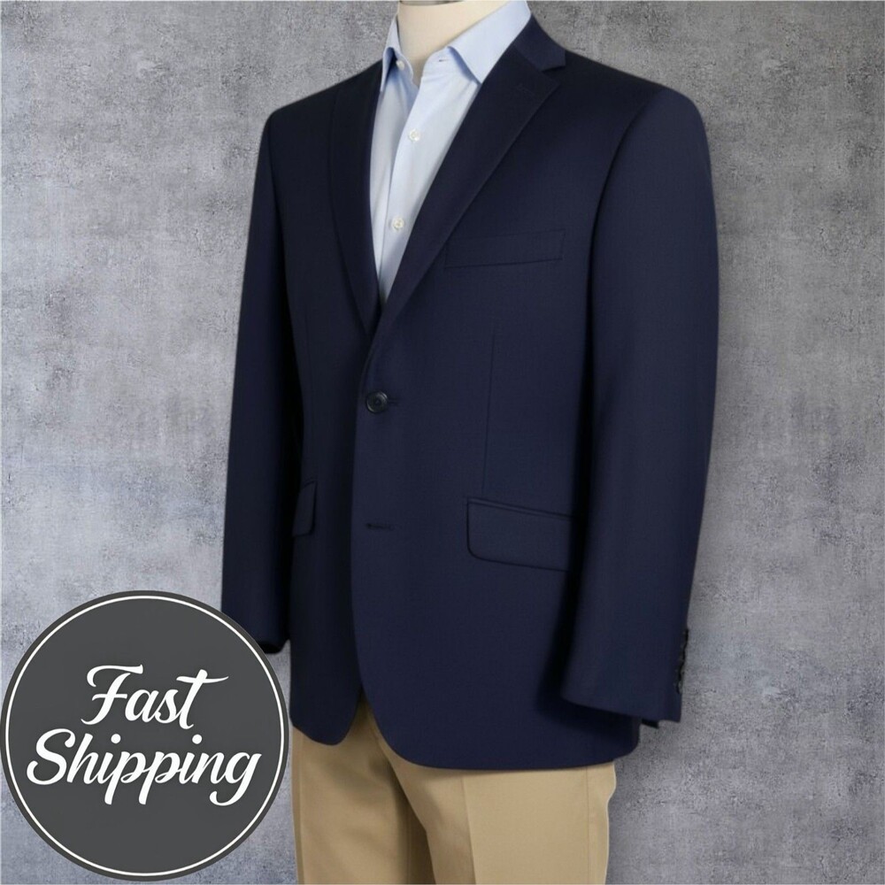 $ 429 INDOCHINO Men’s Navy Blazer 46R Wool Sport Coat Two Button Suit Jacket